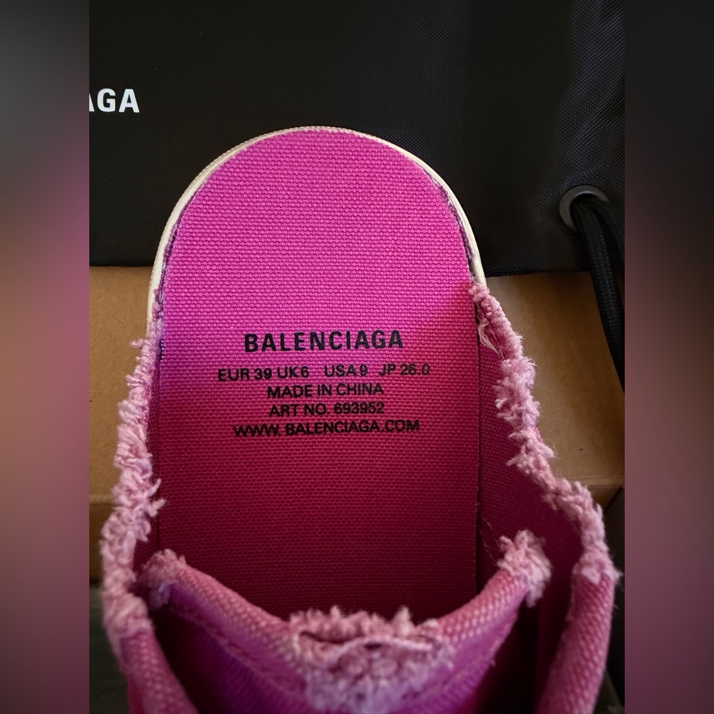 Balenciaga Paris Canvas Mule Sneakers | Pink | EU 39 | Full Set - Picture 9 of 15